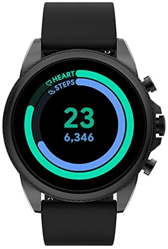 Zwarte smartwatch met fitnesstracker op scherm