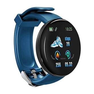 Blauw smartwatch met stappenteller en fitnessfuncties