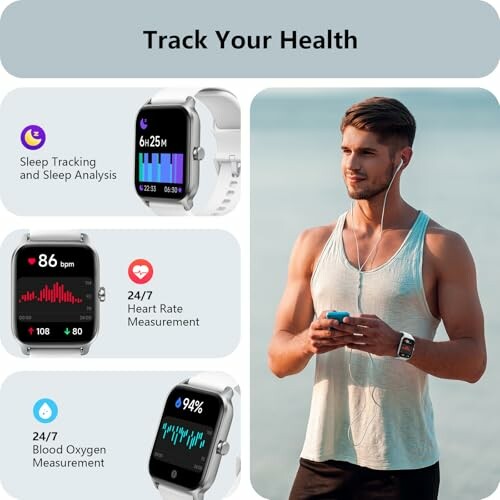 Man met smartwatch voor gezondheidscontrole