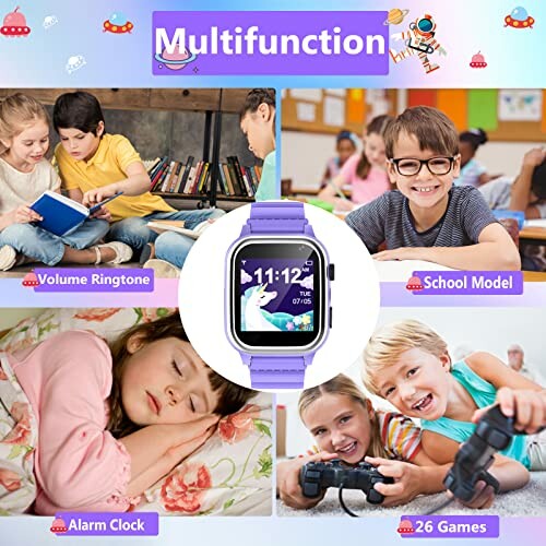 Kinderen met multifunctioneel horloge voor volume, school, alarm en spellen