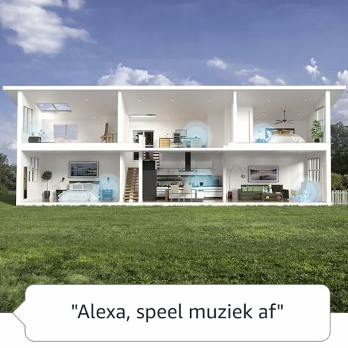 Doorsnede van een modern huis met Alexa-integratie