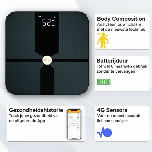 Slimme weegschaal met lichaamsanalyse en app-connectiviteit