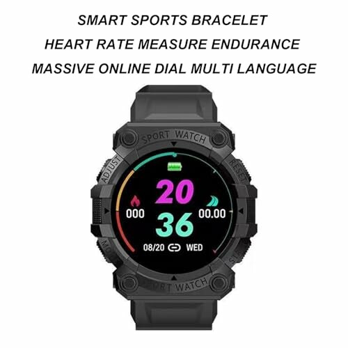 Digitale sporthorloge met hartslagmeter en meertalige interface