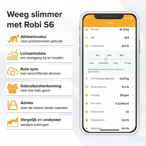 Smartphone-app met gewichts- en lichaamsdata