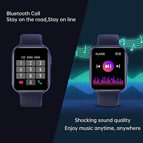 Smartwatch met Bluetooth-oproep en muziekafspeelfunctie.