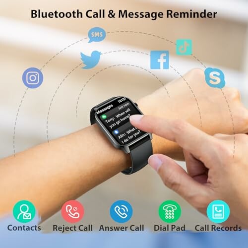 Smartwatch met Bluetooth oproep- en berichtmelding