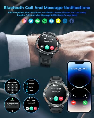 Smartwatch met bluetooth oproep- en berichtmeldingen