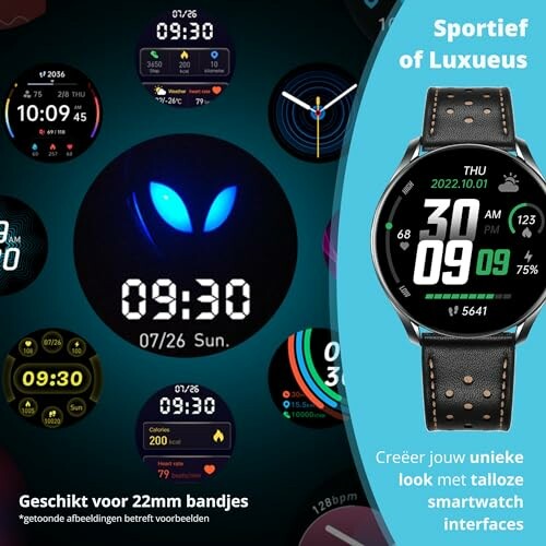 Verschillende smartwatch-interface ontwerpen en stijlen.