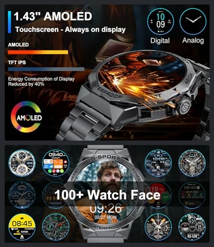 Smartwatch met AMOLED-scherm en verschillende wijzerplaten