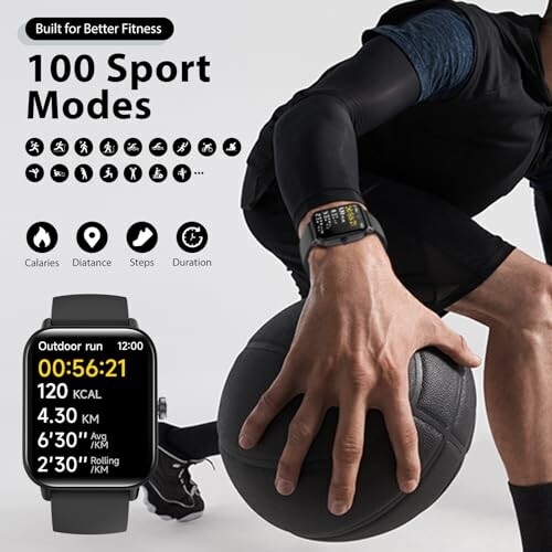 Smartwatch met 100 sportmodi en gezondheidsgegevens