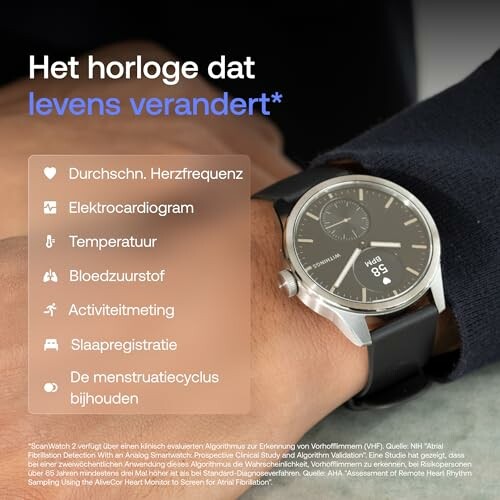 Een smartwatch die gezondheidsgegevens toont, inclusief hartfrequentie en slaapregistratie.