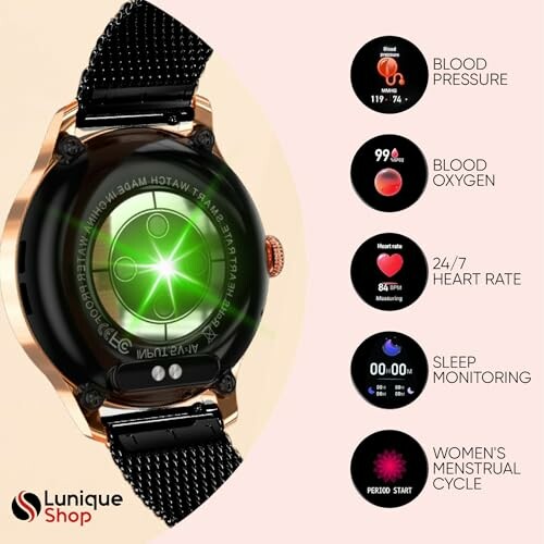 LUNIQUESHOP Ronde zwarte smartwatch