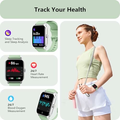 Vrouw met smartwatch voor gezondheidstracking