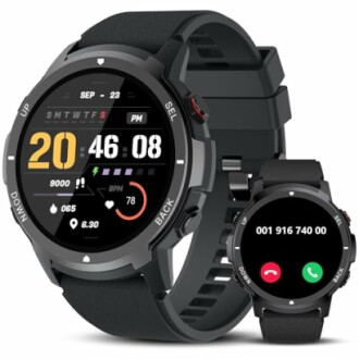 Twee smartwatches met digitale displays en verschillende functies