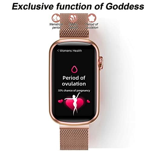 Smartwatch met ovulatie en menstruatie functies in het Nederlands.