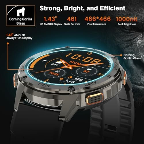 Tactische smartwatch met Corning Gorilla Glass en AMOLED-scherm