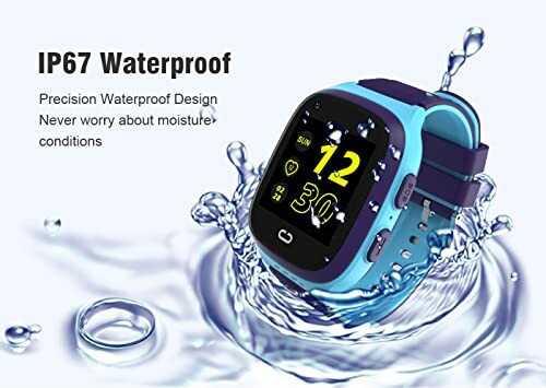 Blauwe waterdichte smartwatch met IP67-classificatie